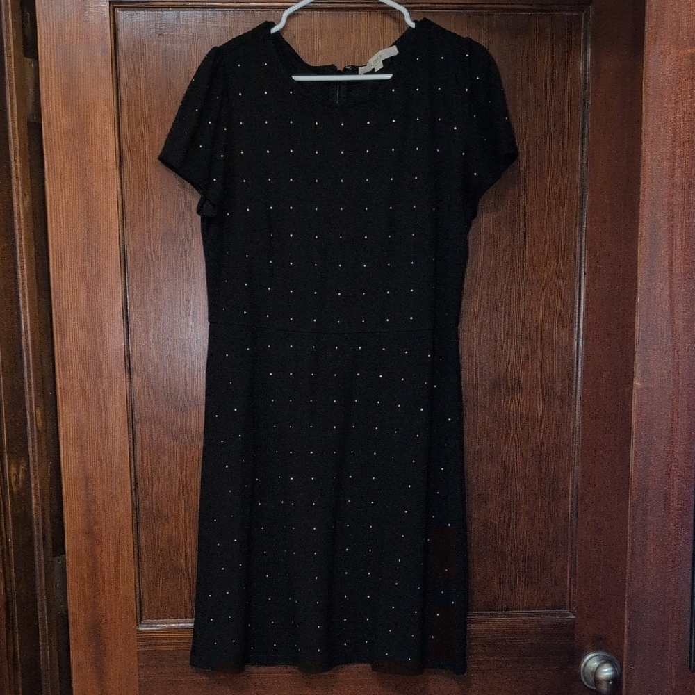 LOFT Black Mini Dress with Subtle Embellishments